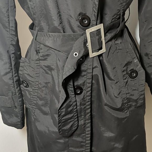 ✔️Miss Lili Black Belted Trench Coat Medium - Picture 4 of 14